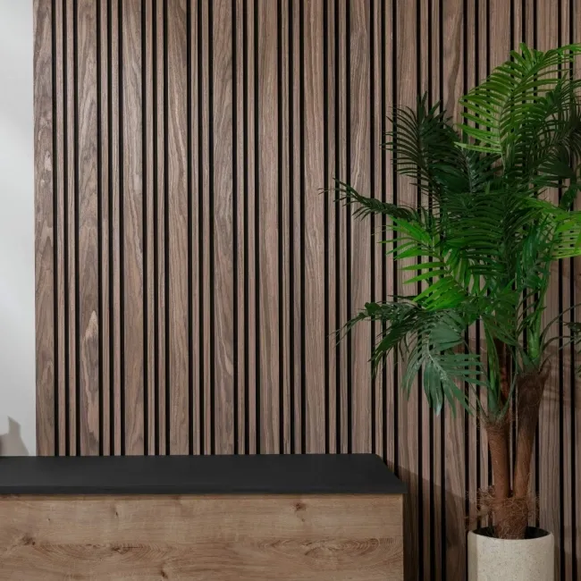 Trepanel Design® Autumn Brown Multi-Width Acoustic Wood Wall Panels