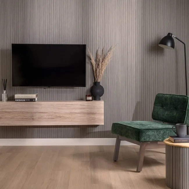 Trepanel Flex® Ash Grey Flexible Acoustic Wood Panels 2400x300