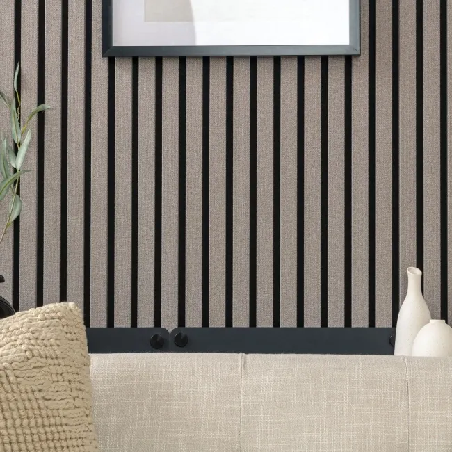 Trepanel® Texture Grey Taupe Woven Acoustic Wood & Felt Slat Panels