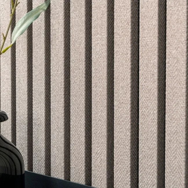 Trepanel® Texture Grey Taupe Woven Acoustic Wood & Felt Slat Panels