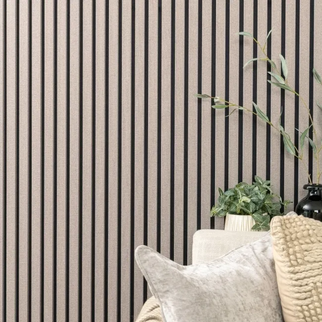 Trepanel® Texture Grey Taupe Woven Acoustic Wood & Felt Slat Panels