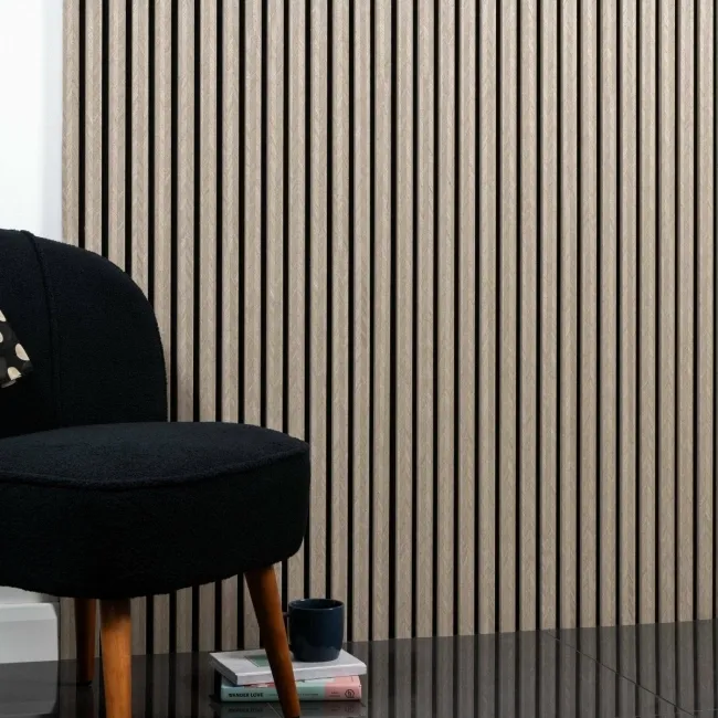 Trepanel® Chevron Hessian Beige Acoustic Wood Wall Panels