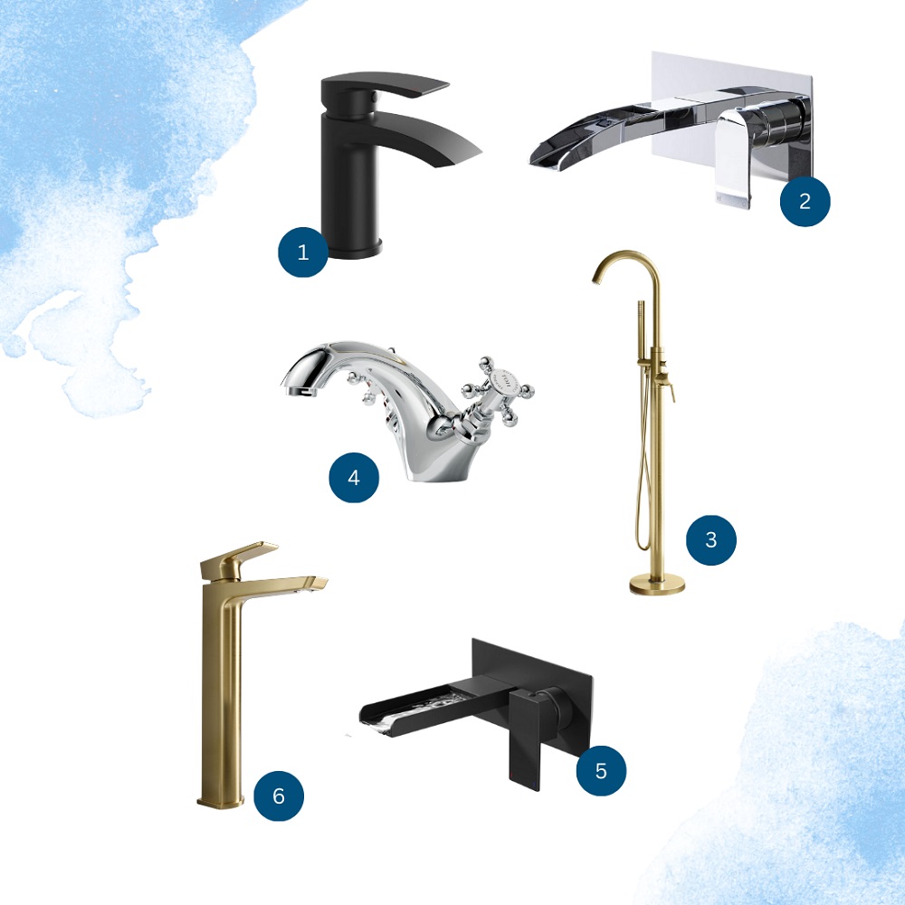 A range of taps in different colours and styles.