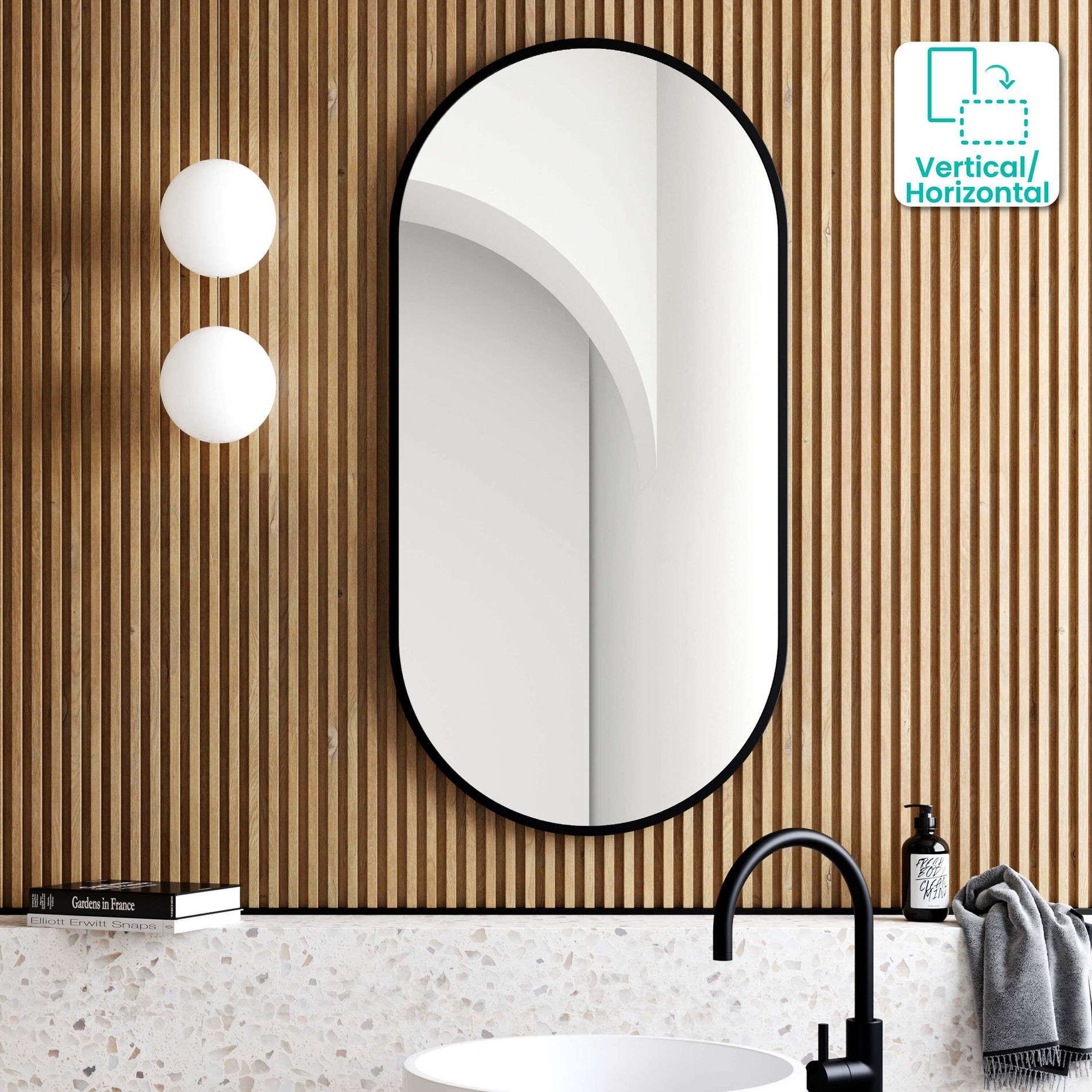 Darci Black Framed Oval Bathroom Mirror, What Size Oval Mirror For Bathroom
