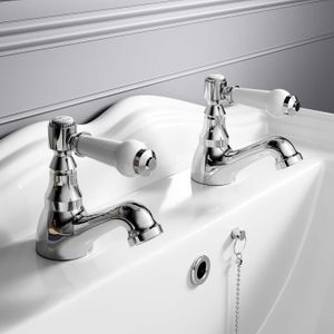 Cherwell Traditional Chrome Hot & Cold Basin Taps