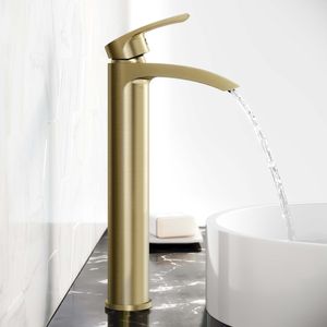 Severn Brushed Brass High Rise Basin Mixer Tap