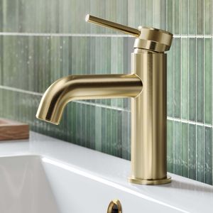 Medway Brushed Brass Basin Mixer Tap with Knurled Detailing