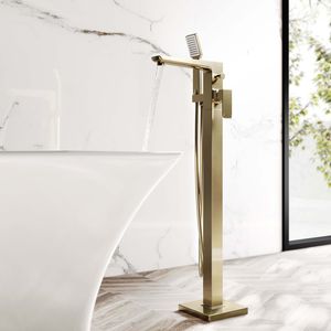 Soar Brushed Brass Freestanding Bath Shower Mixer Tap