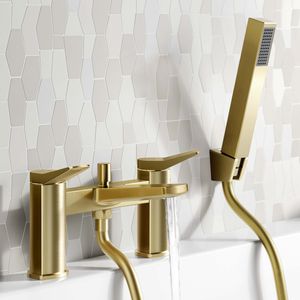 Aire Brushed Brass Bath Filler & Handheld Shower