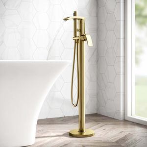 Severn Brushed Brass Freestanding Bath Shower Mixer Tap