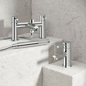 Trent Chrome Basin & Shower Bath Mixer Tap Set