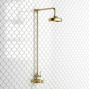 Shannon Brushed Brass Traditional Thermostatic Shower Set