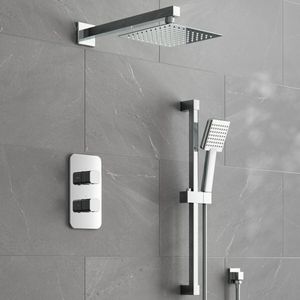 Galway Premium Chrome Square Thermostatic Shower Set - 200mm Head & Slider Hand Shower