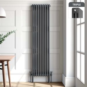 Athens Anthracite Triple Column Vertical Traditional Radiator 1800x470mm