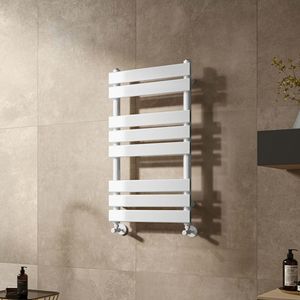 Santorini White Flat Panel Heated Towel Rail 800x450mm