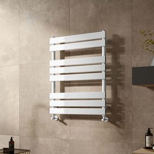 Santorini White Flat Panel Heated Towel Rail 800x600mm