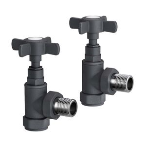 Anthracite Angled Traditional Manual Radiator Valves (Pair) Standard 15mm