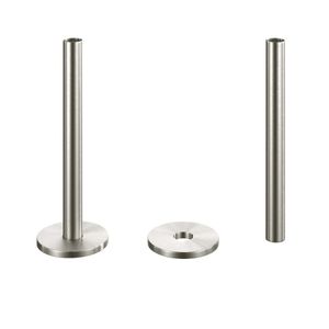 Brushed Nickel Plated Pipe Connectors For Heated Towel Rails & Radiators (Pair) 150mm