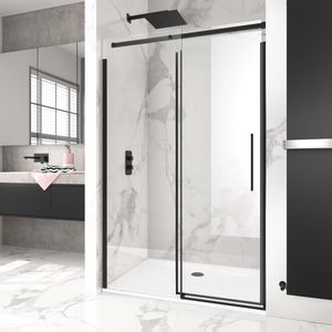 Stockholm Matt Black Easy Clean 8mm Frameless Sliding Shower Door 1200mm