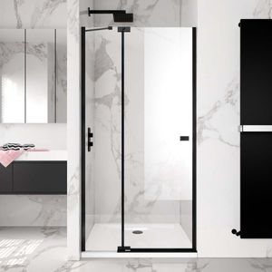Vienna Matt Black Easy Clean 8mm Hinged Shower Door 1000mm
