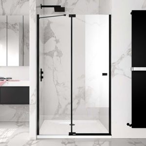 Vienna Matt Black Easy Clean 8mm Hinged Shower Door 1300mm