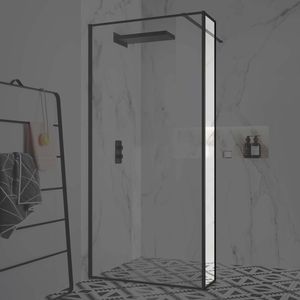 Munich Matt Black Framed Easy Clean 8mm Wet Room Shower Glass Return Panel 250mm