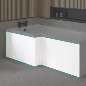 Gloss White L Shaped Wooden Bath Front Panel 1700mm