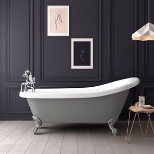Highbury 1700mm Dove Grey Roll Top Slipper Bath - Grey Ball Feet