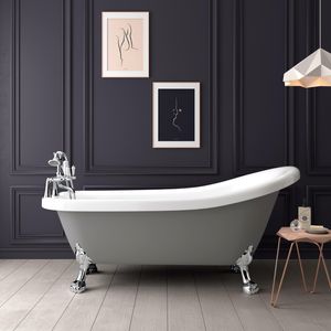 Highbury 1700mm Dove Grey Roll Top Slipper Bath - Chrome Claw Feet