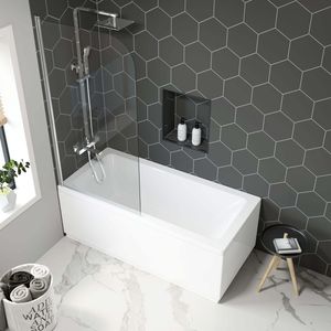 Hereford 1500x700mm Square Shower Bath & 6mm Easy Clean Screen