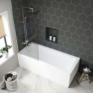 Hereford 1700x700mm Square Shower Bath & 6mm Easy Clean Screen