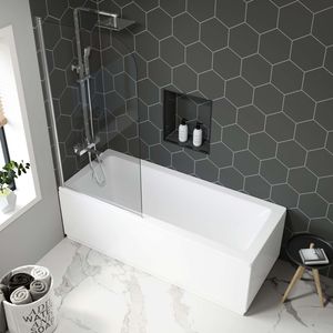 Hereford 1800x800mm Square Shower Bath & 6mm Easy Clean Screen