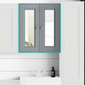Dove Grey Wall Hung Mirror Cabinet 700x600mm