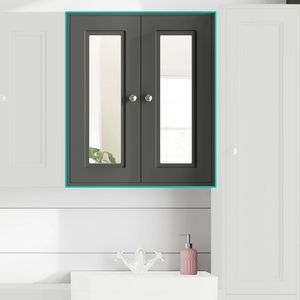 Graphite Grey Wall Hung Mirror Cabinet 700x600mm