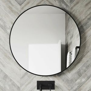 Mollie Black Framed Round Bathroom Mirror 800mm