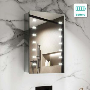 Madison Battery Operated Illuminated LED Cloakroom Mirror Cabinet 600x400mm