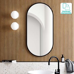 Darci Black Framed Oval Bathroom Mirror 1200x600mm