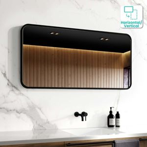 Olivia Black Framed Rectangular Bathroom Mirror 500x1000mm