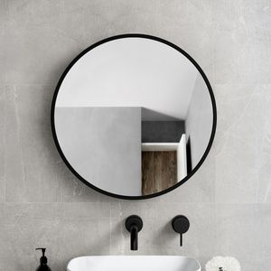 Mollie Black Framed Round Mirror Cabinet 600mm