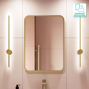 Olivia Brushed Brass Rectangular Bathroom Mirror 700x500mm