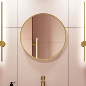 Mollie Brushed Brass Round Bathroom Mirror 500mm