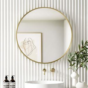 Mollie Brushed Brass Round Bathroom Mirror 800mm