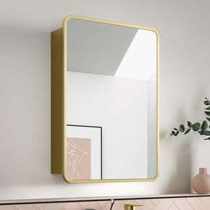 Olivia Matt Brass Mirror Cabinet 710x500mm