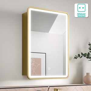 Olivia Matt Brass Illuminated LED Mirror Cabinet 710x500mm