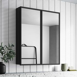 Mia Black Framed Mirror Cabinet 710x600mm