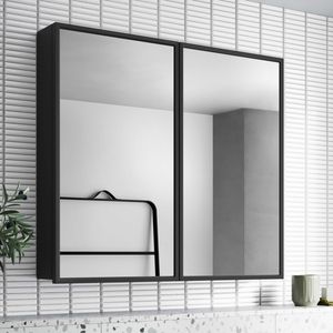 Mia Black Framed Mirror Cabinet 710x800mm