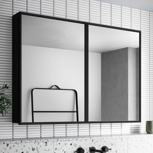 Mia Black Framed Mirror Cabinet 710x1000mm