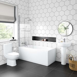 Seattle Basin & Toilet Set with 1600x700mm Shower Bath & Panel Suite