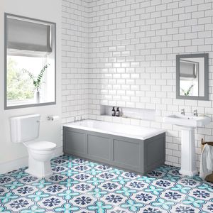 Hudson Traditional Basin & Toilet Set with 1700x700mm Straight Bath