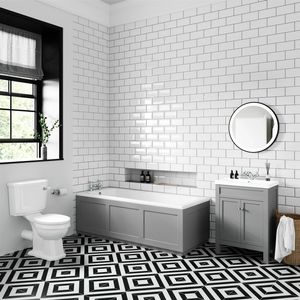 Bermuda Traditional Dove Grey Vanity & Toilet Set with 1700x700mm Straight Bath